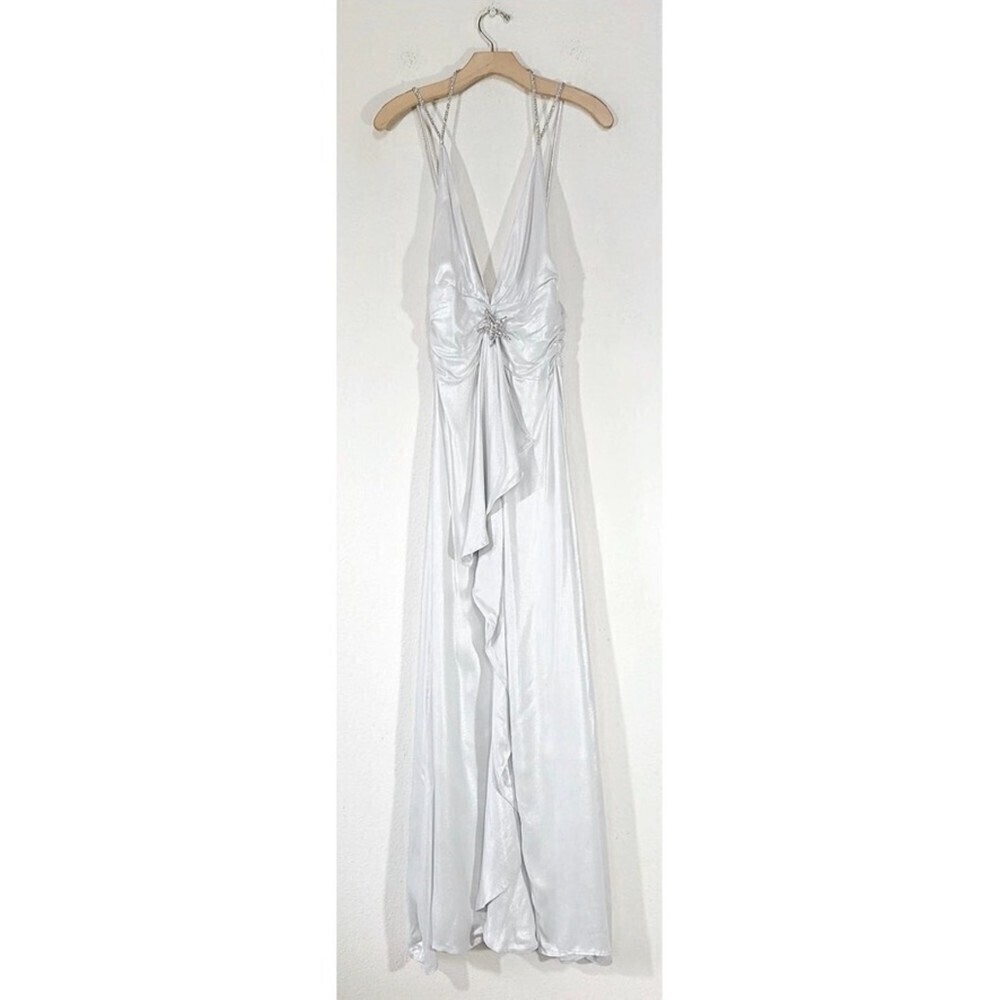 Nwt Dundas Revolve Harlow Star Prom Gown Maxi Dress Metallic Silver Fairy Small — image 3 of 8